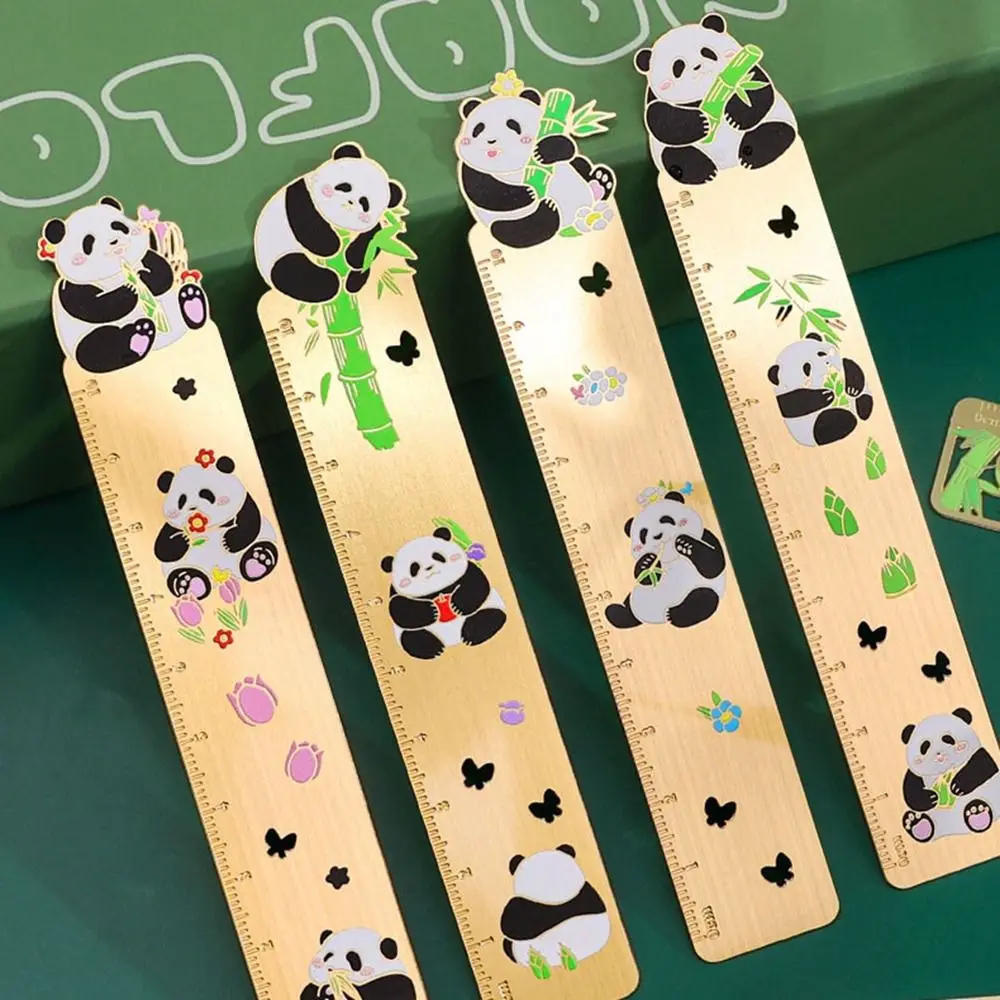 New Metal Metal Panda Bookmark Pendant Retro Pagination Mark Hollow Chinese Style Book Holder Ruler Student Gift