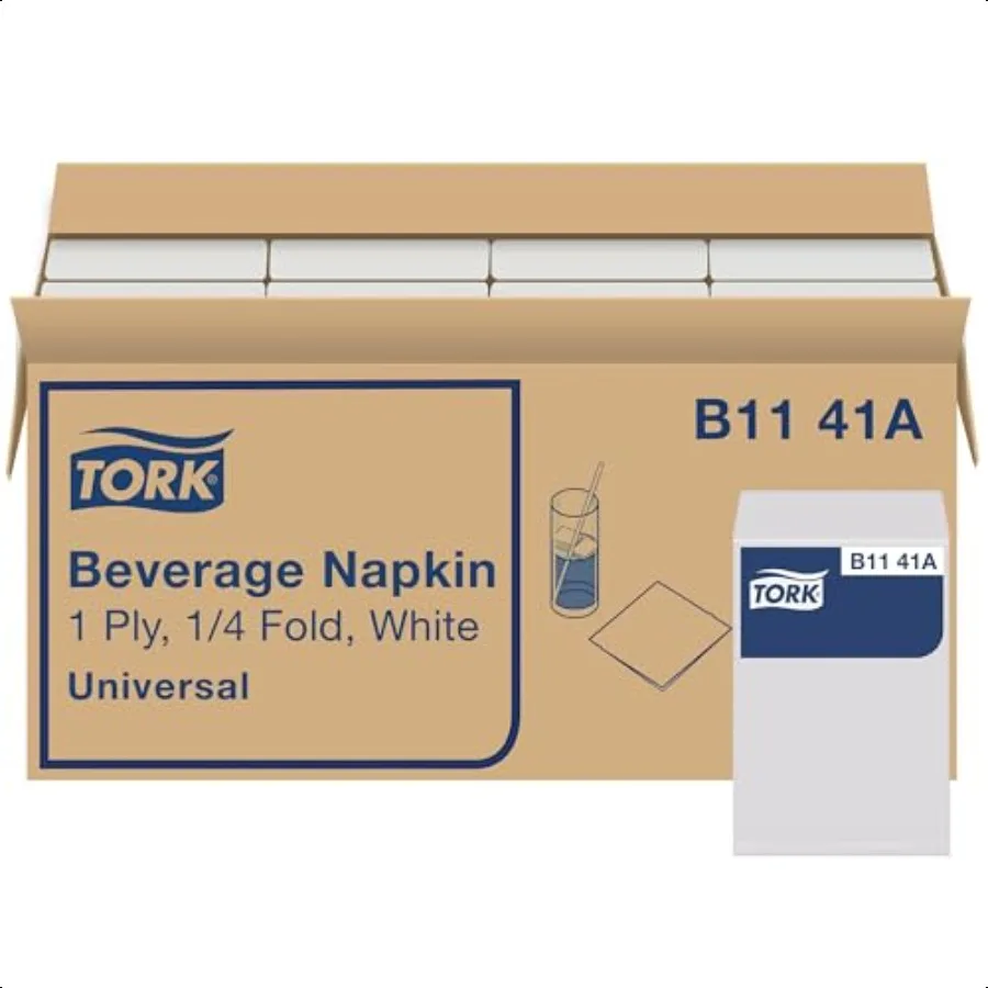Tovagliolo per bevande bianco Tork 1 4 pieghe 1 strato 9,4 x 9,4 8 x 500 tovaglioli B1141A