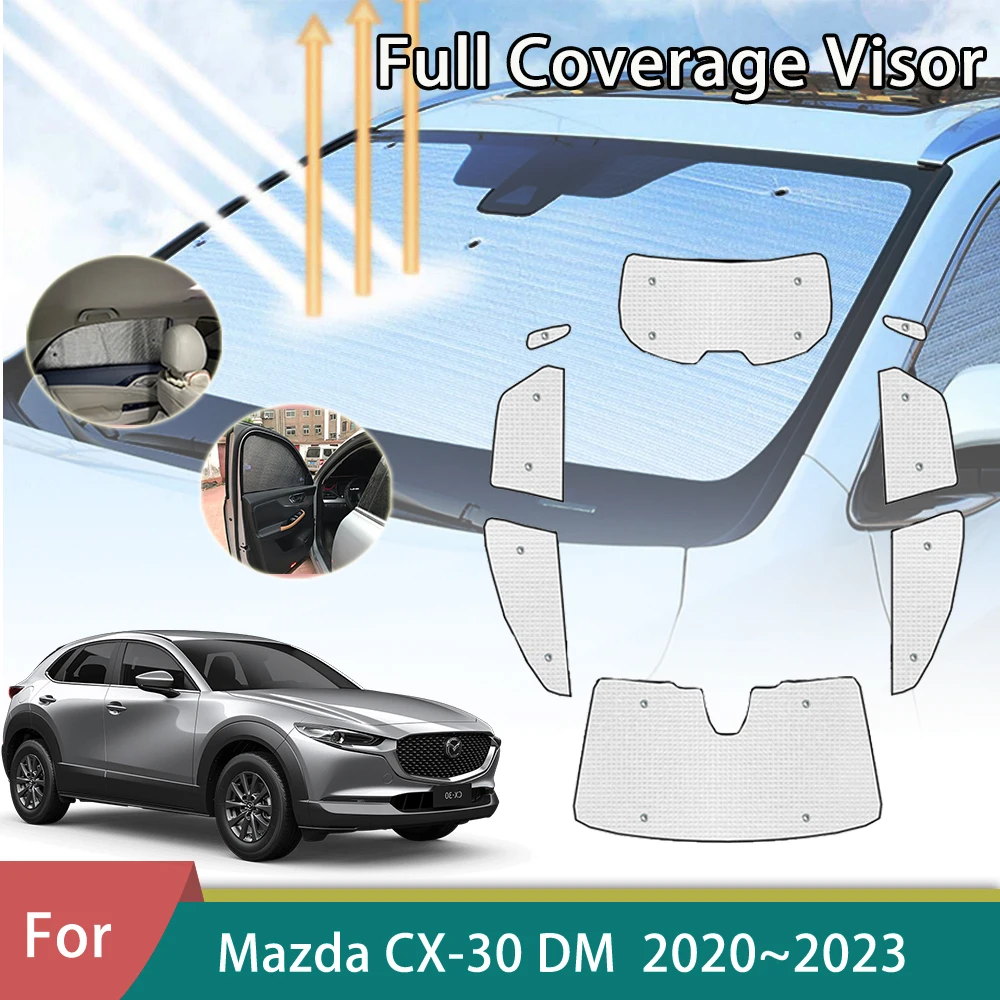 

Car Full Coverage Sunshades For Mazda CX-30 CX30 CX 30 DM 2020 2021 2022 2023 Anti-UV Window Sun Visor Windshield Accessories