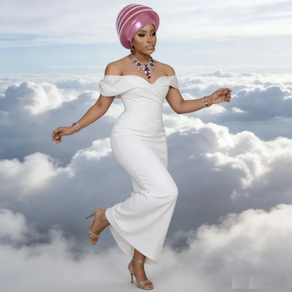 

Afrcian Headties Already Made Diamonds Spiral Beret Turban Cap Women Head Wraps Nigeria Headpiece Wedding Party Geles Headgear