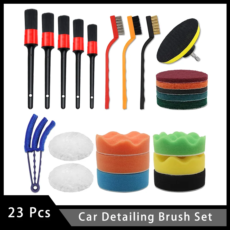 

23 PCS Car Cleaning Brushes Kit for Cleaning the Interior and Exterior of The car Wheels Instrument Panel Seat Clearance Spokes