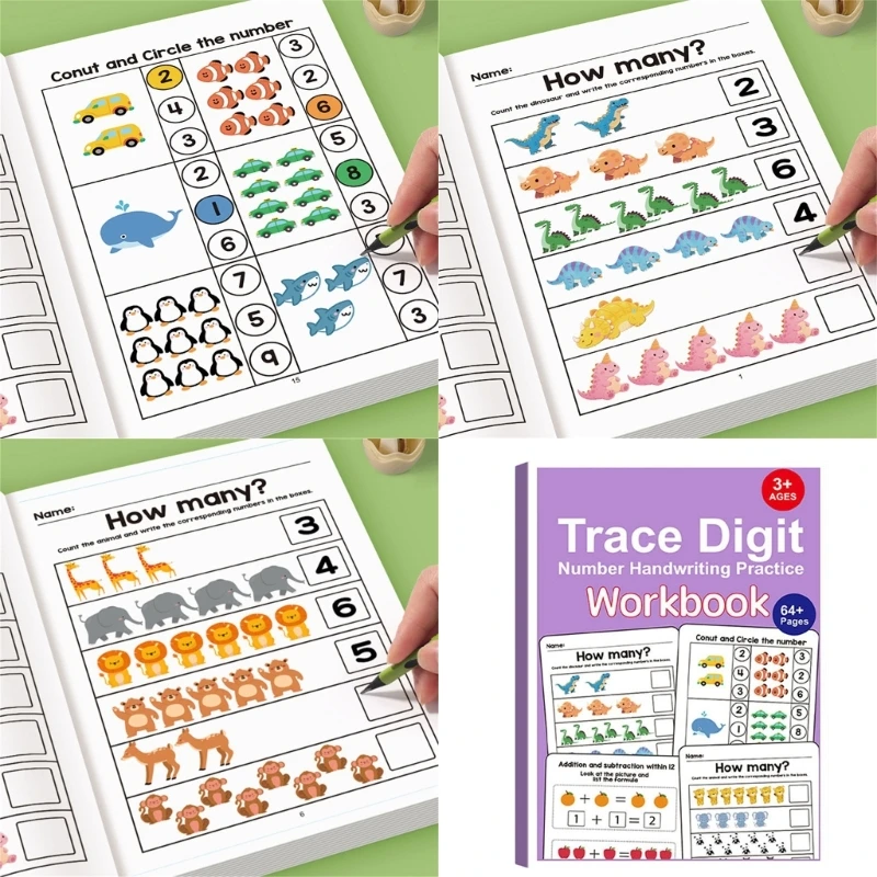 Sách bài tập toán vui nhộn dành cho việc học sớm Hoạt động tương tác Đồ chơi giáo dục bằng giấy dành cho lứa tuổi 3-6 Từng bước