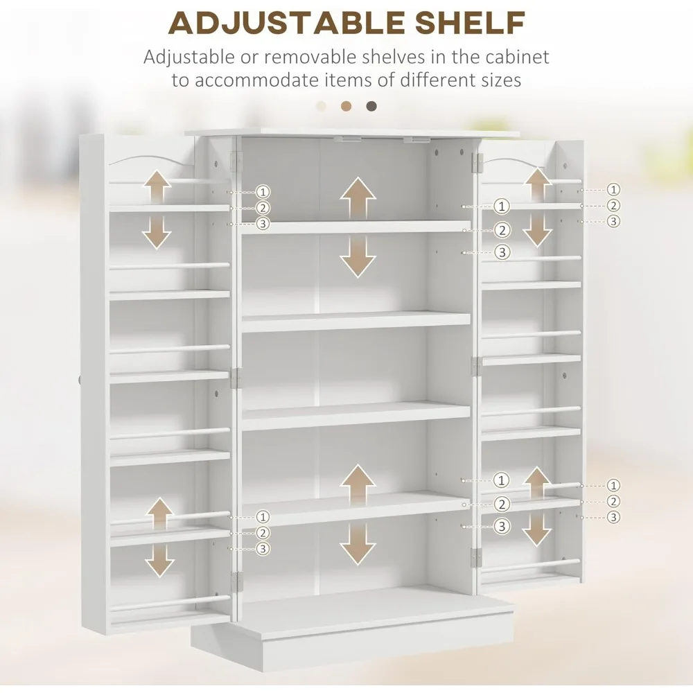 Lemari Penyimpanan Dapur 41", Lemari Dapur Berdiri Bebas dengan 12 Rak Pintu, Pintu Ganda, Rak 5 Tingkat yang Dapat Disesuaikan