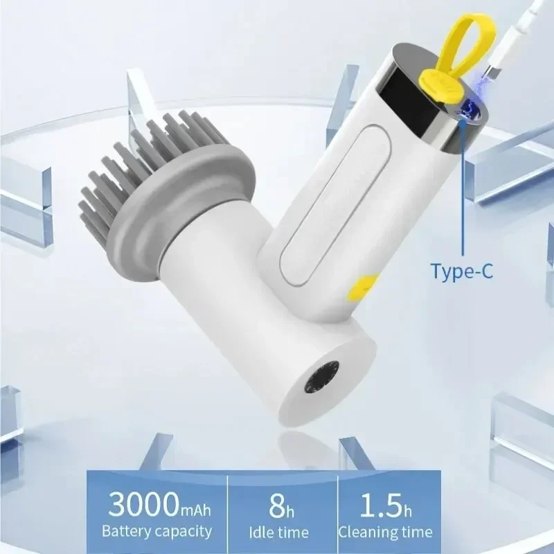 Electric Cleaning Brush 4 in 1 Multifunctional Household Cleaning Tool USB Rechargeable Rotary Scrubber For Kitchen Windows