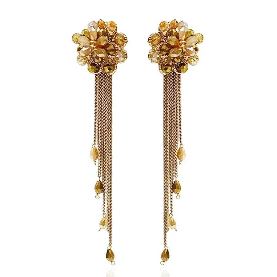 2025 Ethnic Hand-woven Tassel Earrings Bohemian Long Flower Pendant Earring for Women Christmas Gifts