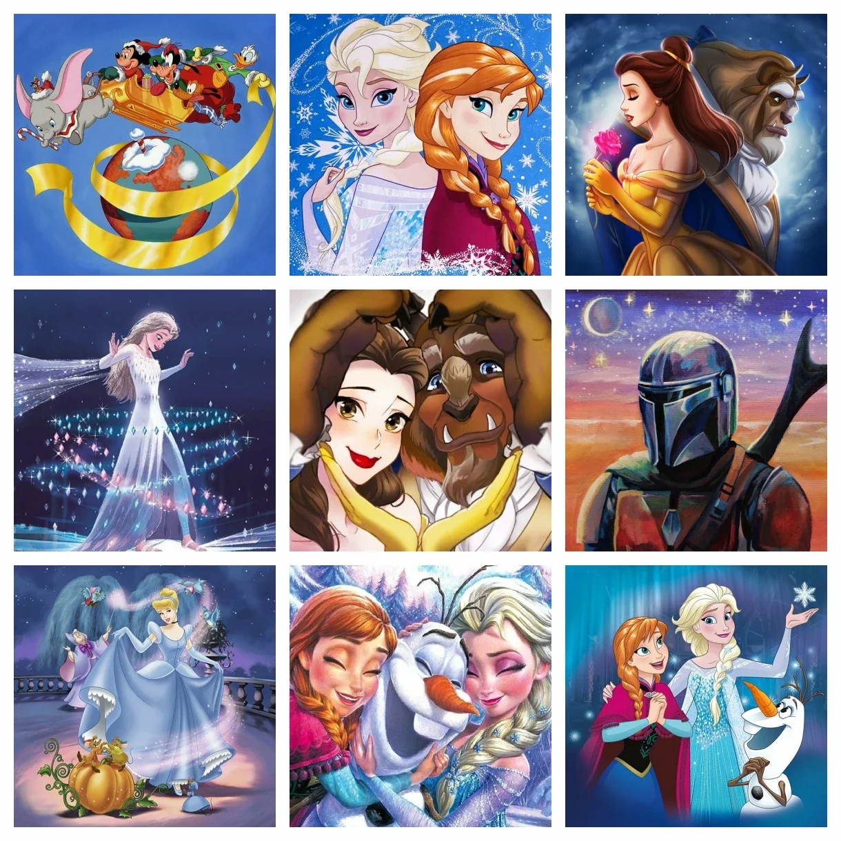 Kits de pintura artística de diamante 5d DIY de Disney, princesa La Bella y La Bestia, Frozen, Elsa, bordado, mosaico, punto de cruz, regalo de decoración del hogar