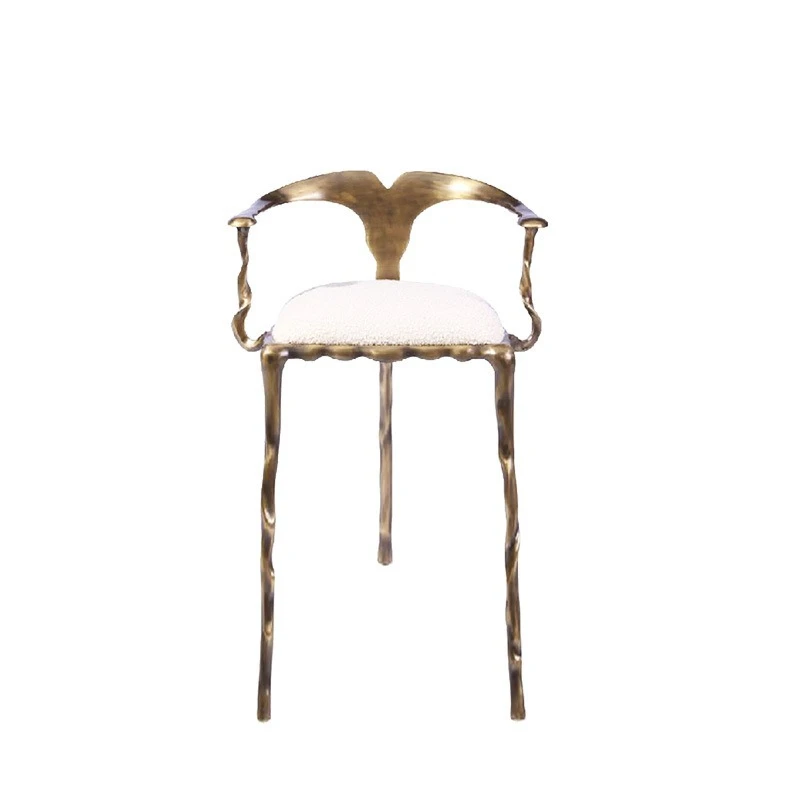 

Italian stainless steel dining chair light luxury high-end restaurant home armchair high-end villa