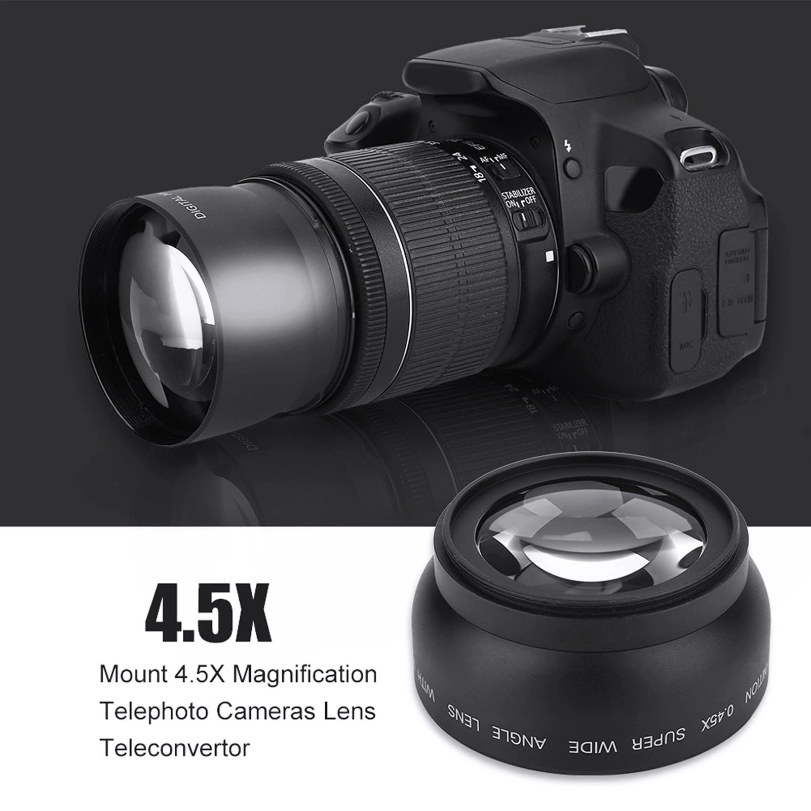 52mm 0.45X Wide Angle Universal Conversion Macro Lens for DSLRS and Digital Cameras Conversion Lens Wide Angle Lens Camera Lens