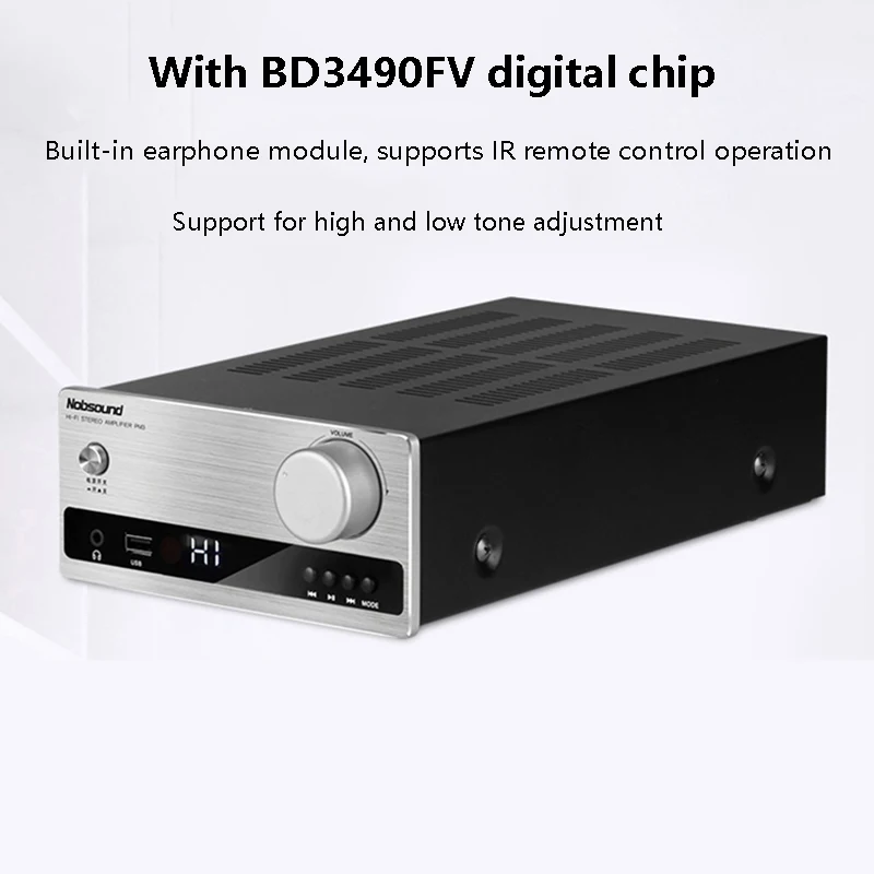 

HIFI Power Amplifier Bluetooth 5.0 USB Lossless Playback Audiophile Amplifier Coaxial Optical Input 192K/32bit High Power 55W*2