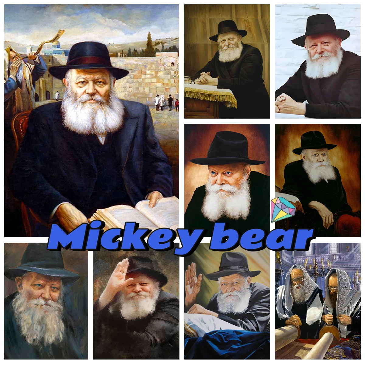 Rabbi 5D AB Diamond Painting Kit Spiritual leader Diy Diamond Embroidery Cross Stitch Hand Gift Jewish People Home Wall Decor