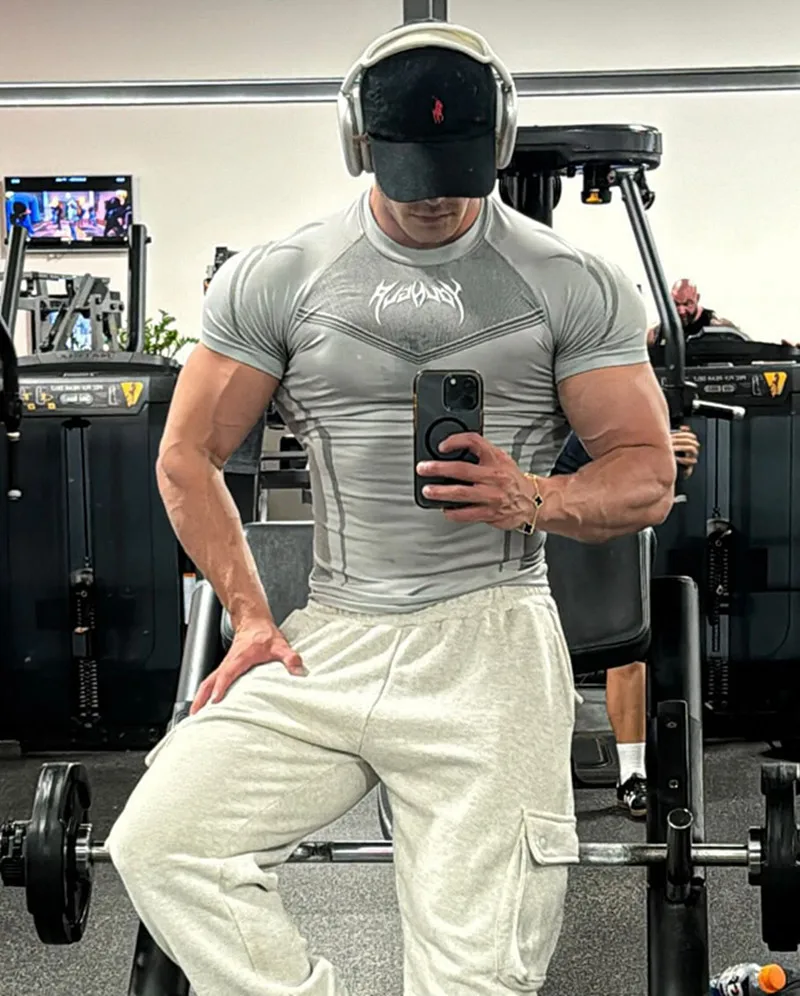 Men's Compression Short Sleeve T-Shirt Tribal Print Workout Tops Breathable Quick Dry Athletic Base Layer for Gym Training Bodyb