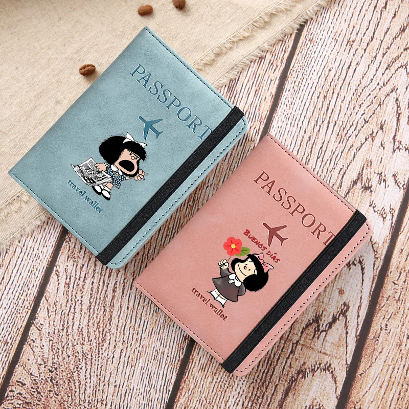 Mafalda Passport Holder Cover Wallet Travel Accessories Cute Cartoon RFID Blocking Leather Card Case Fashion Printed Bags Gifts