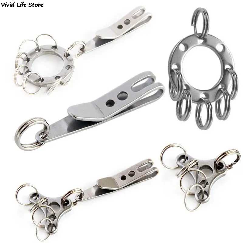 1/5pcs EDC Bag Clip with Key Ring Carabiner Stainless Steel Outdoor Quicklink Tool