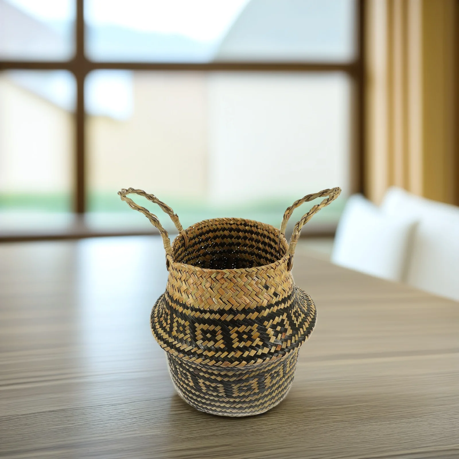 

Folding Handheld Flower Pot Basket Rustic Woven Storage For Fresh Dried Flowers Decorative Plant Holder Indoor Home Office