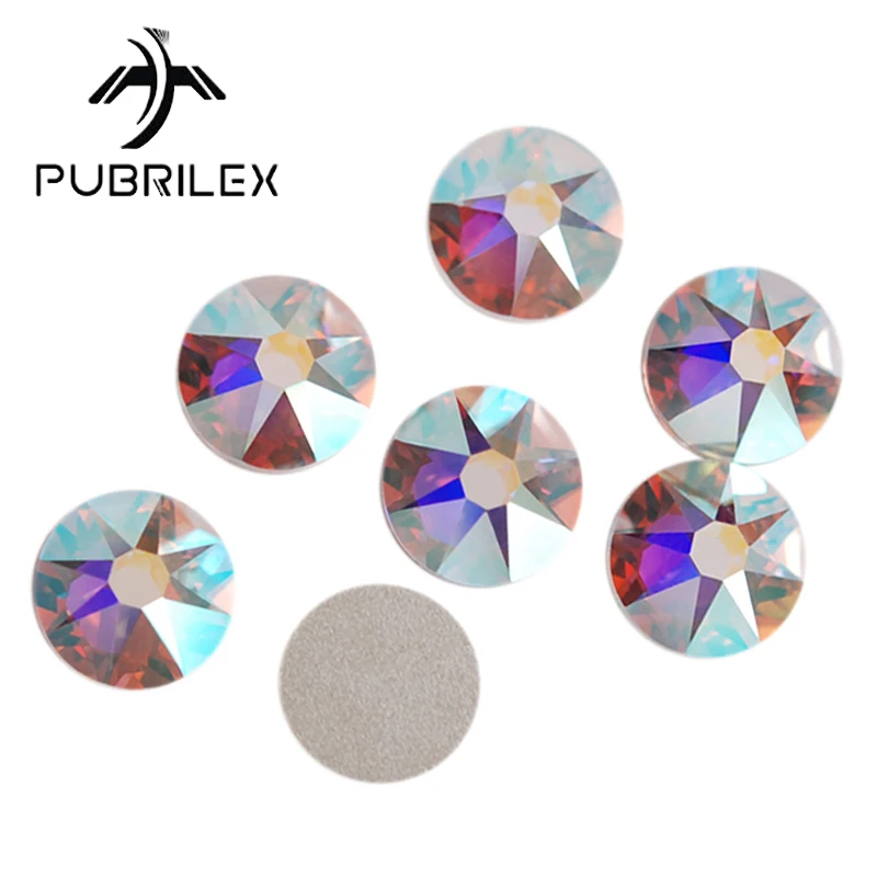 Pubrilex 2088NOHF 8 Big 8 Small Crystal AB/Clear Flatback Rhinestones Brillant SW Strass for Nail Art Garment Decorations