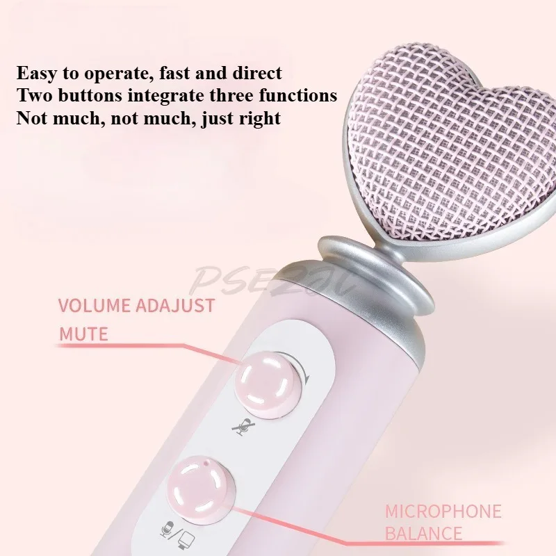 ES520 ميكروفون لطيف على شكل قلب فتاة متوافق مع ميكروفون الكمبيوتر المكتبي للبث المباشر لبرنامج الغناء