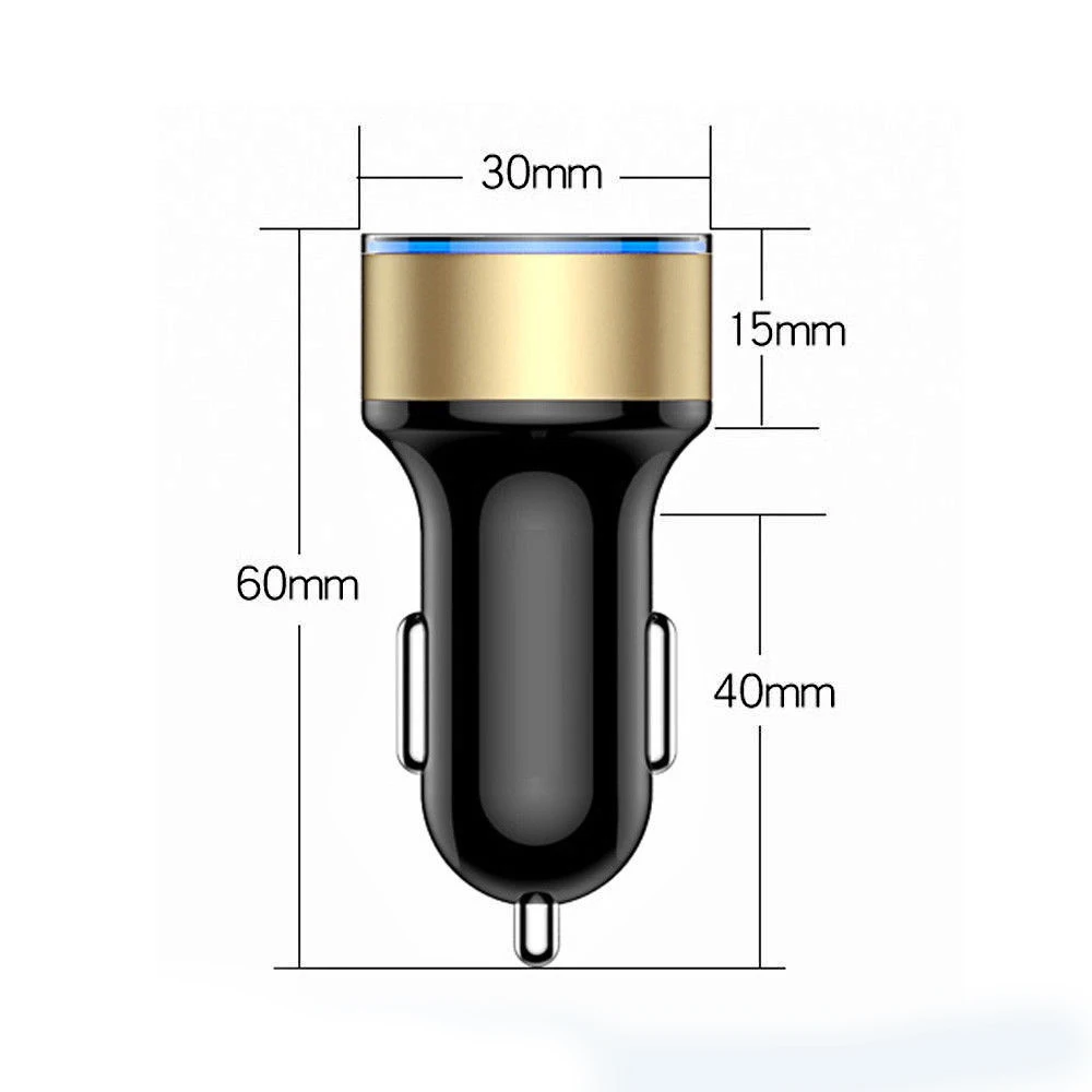 차량용 충전기 듀얼 USB QC 어댑터 담배 라이터, 모든 유형의 휴대 전화용 LED 전압계, 빠른 충전, 5V 3.1A