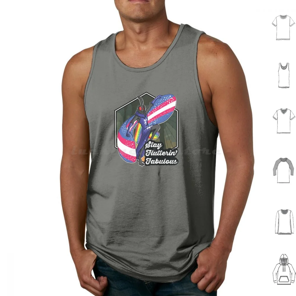 Mothman-Stay Flutterin' Fabulous Tank Tops Print Cotton Cryptid Cryptozoology Point Pleasant Drag Pride Moth Man West