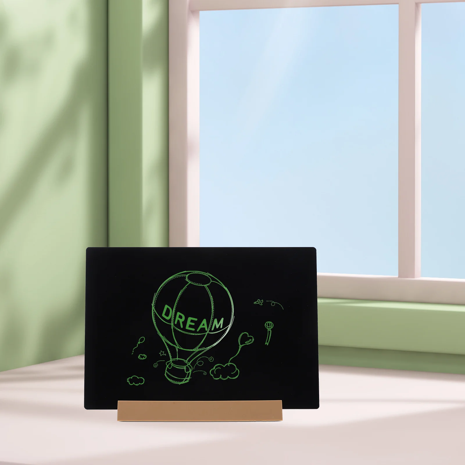 سبورة صغيرة لسطح المكتب لكتابة الرسائل، سبورة طباشير مزخرفة حديثة، سهلة التنظيف للمقهى