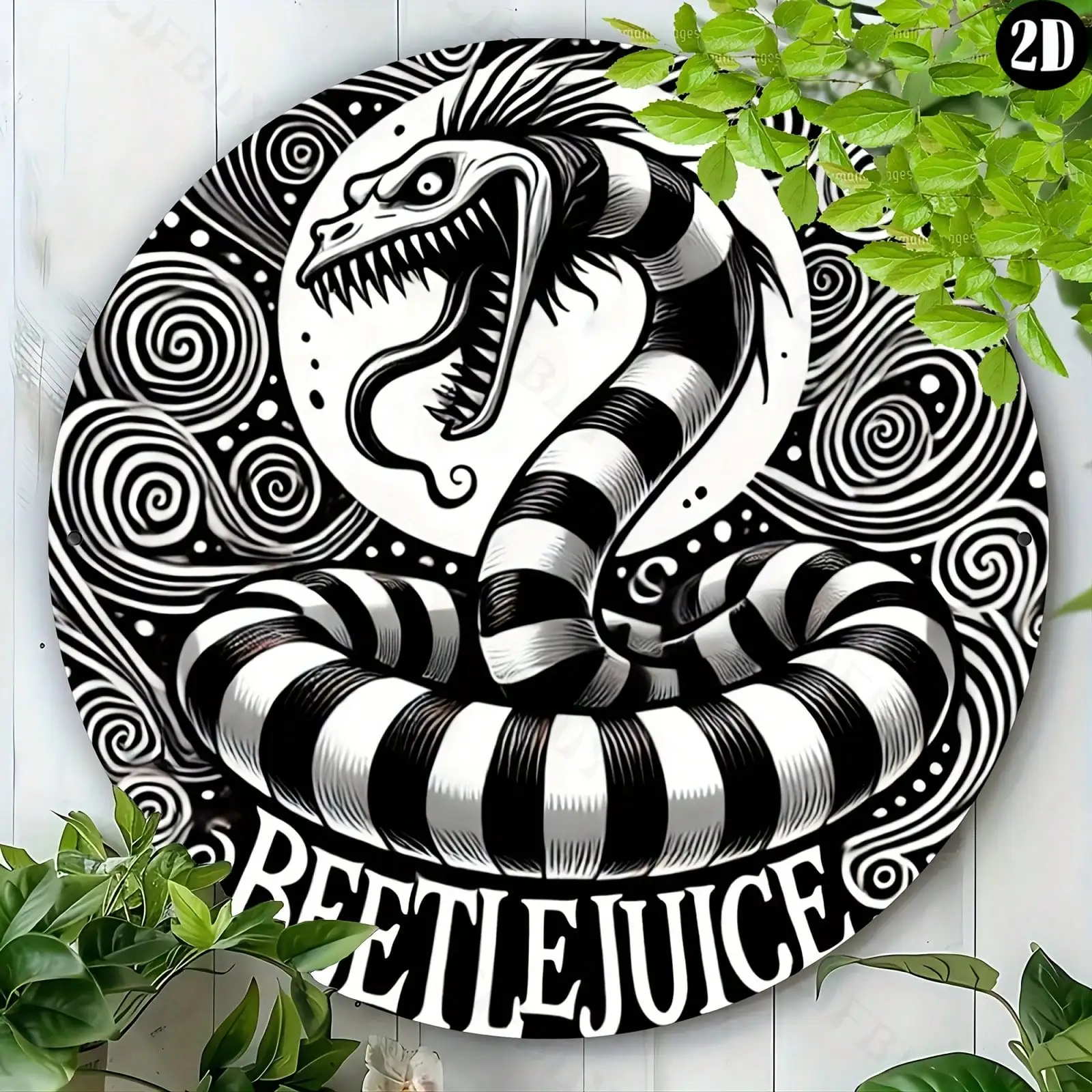 1 قطعة 8x8 "علامة معدنية مستديرة للهالوين بيتلجوس |   فن جدار الألومنيوم المتين |   ديكور وهدية مثالية للمنزل/المكتب