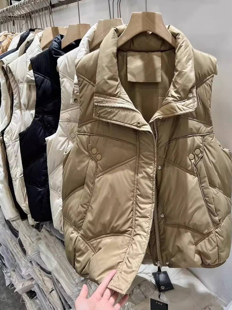 

Женский утепленный жилет в корейском стиле — толстая хлопковая куртка на молнии с воротником-стойкой для осенне-зимнего сезона W2079