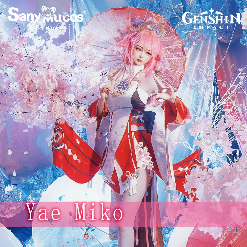 

【In Stock】SanyMuCos Genshin Impact Yae Miko Cosplay Costume Sexy Kimono Style Inazuma Yae Miko Wig Classical Dress Halloween Set