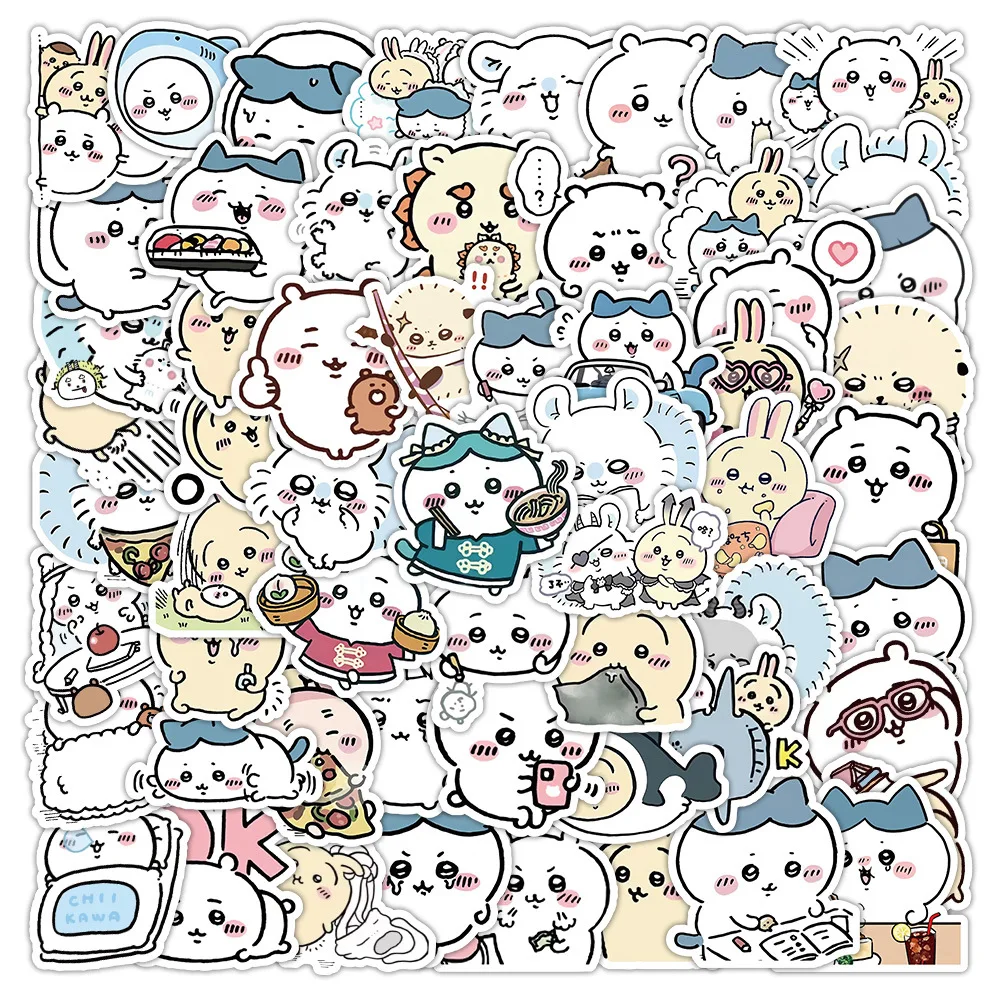 64PCS Kawaii Chiikawa Stickers Anime Pet Profile Picture Sticker Toys Laptop Phone Suitcase Notebook Label Stationery Sticker