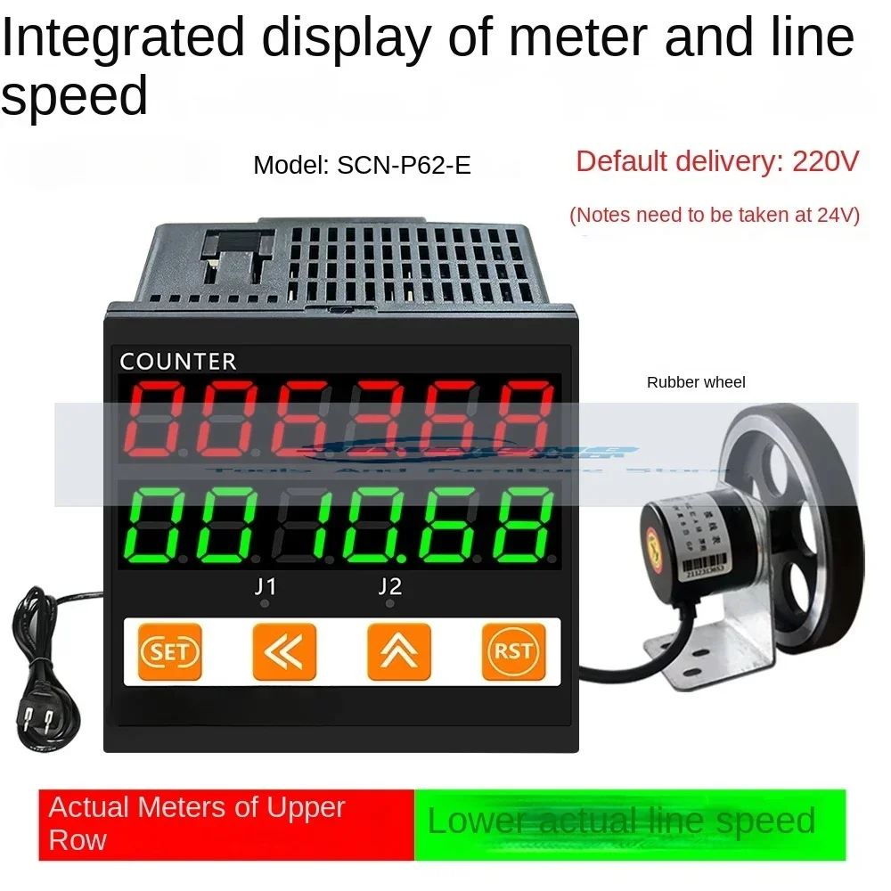 Intelligent digital display electronic meter meter roller type linear velocity meter shaft tachometer controller alarm belt mach