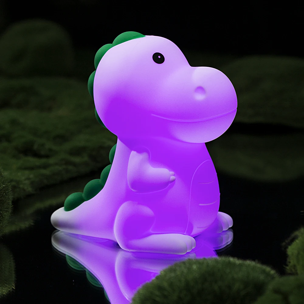 LED Silikon Licht bunte Nachtlicht Cartoon Dinosaurier Design Pat Control Atmosphäre Lampe Nachttisch Dekoration Baby Lampe