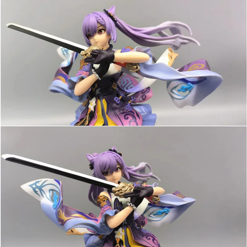 25CM Anime Figure Genshin Impact Keqing Swing A Sword Standing Sword Hu tao Model Toy PVC Collection Toy Desktop Decoration