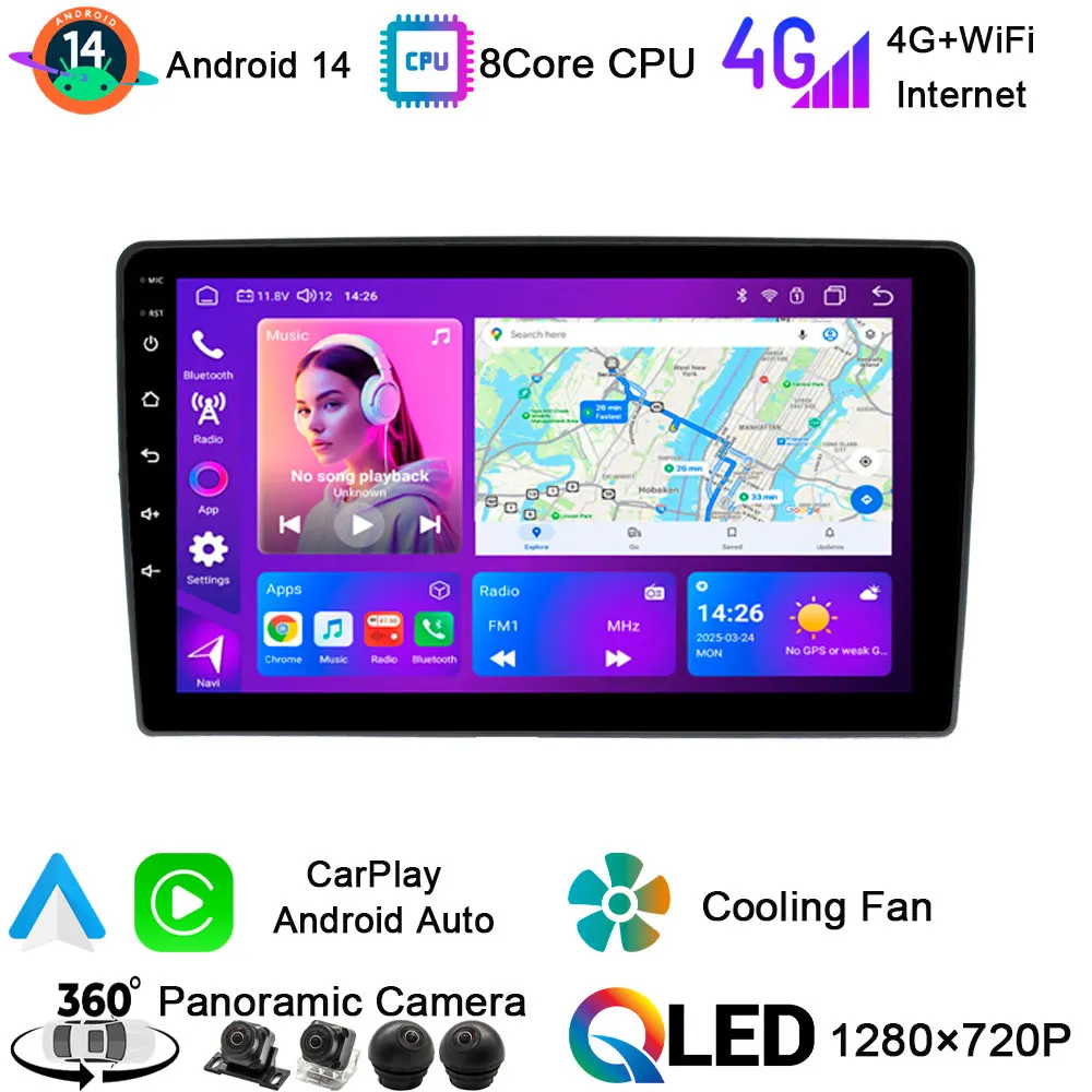 Para ford c/s-max/transit connect/fiesta/galaxy/kuga/focus android14 bt 5.0 gps carro multimídia player dsp rádio carplay unidade principal