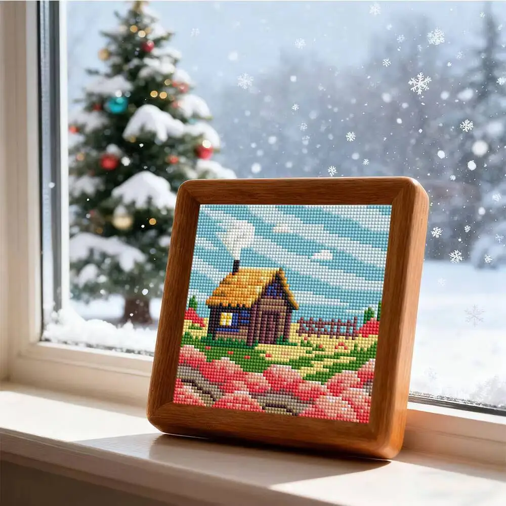 HUACAN 12pcs Landscape Mini Diamond Painting Mountain Tree 5D Round Diamond Mosaic Handmade Holiday Gift Wall Home Decor view 4
