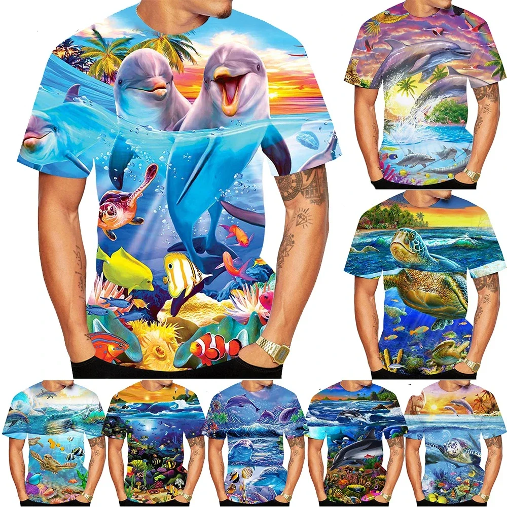 

Hot Sale 3D Dolphin Men's/women's Kids Fashion Slim T Shirt 3D Printing Short-sleeved Casual Top Plus Size 100~6xl Oversize