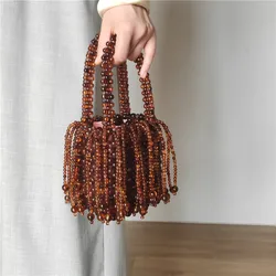 Perline di lusso Perline Nappa Borsa da donna fatta a mano Perline trasparenti Borsa a tracolla con perline Borsa da sera da donna Paty Pochette