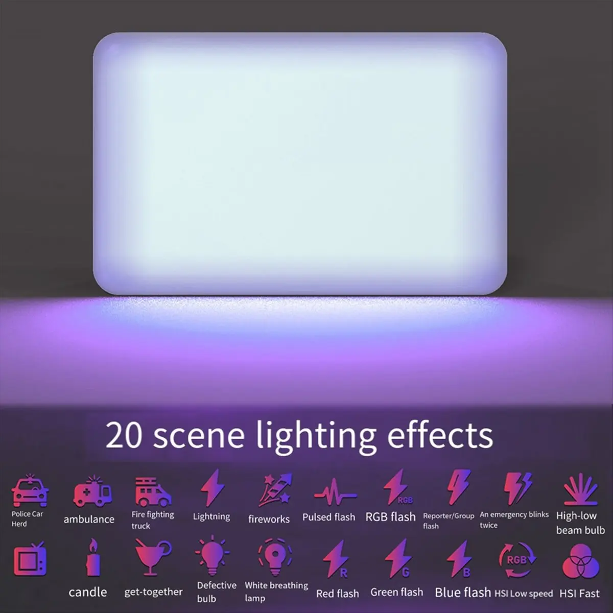 RGB LED Phone Selfie Light 3000Mah Battery Rechargeable Video Fill Light Portable 3 Lighting Mode Video Light