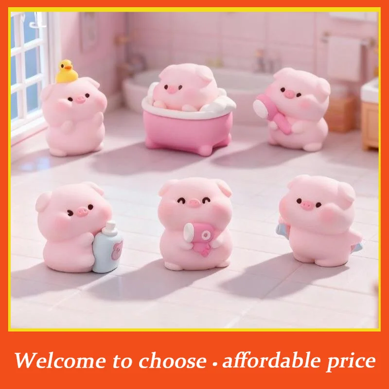 #6PCS Cute Micro Pig Resin Figurine Set Miniature Model Ornaments for Fairy Garden Home Shelf Desktop Decoration Gift