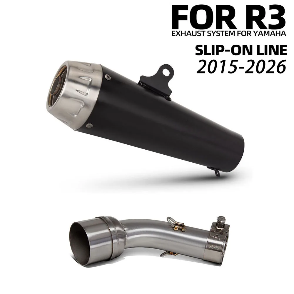 

YZF-R3 Exhaust muffler with DB Killer For Yamaha YZF-R3/R25 MT03 MT25 MT-03/25 2015-2026 Motorcycle Exhaust adapter middle pipe
