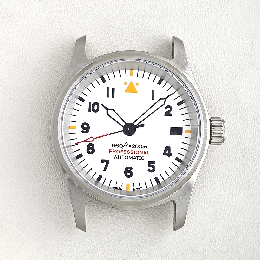 SUPER NH35 Case 36mm Pilot Case 29mm Pilot Dial Green Luminous Suitable for NH35 NH36 Movement Diver Sapphire Glass Silvery Case view 2