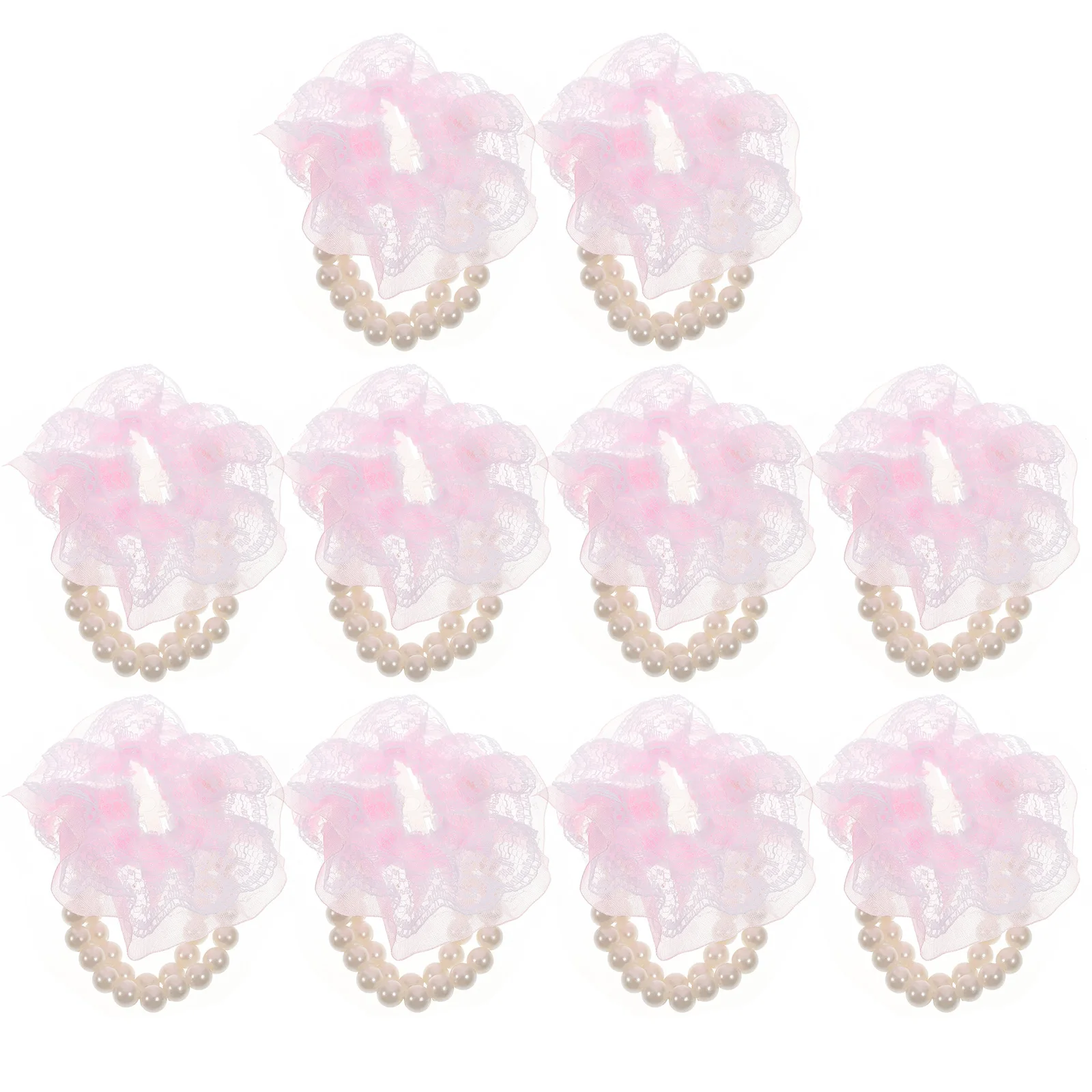 

10pcs Bridal Hand Flower Decoration Wrist Corsage Bracelets Pearl Slaplet Wedding Supplies Bridesmaid Elastic Lightweight DIY