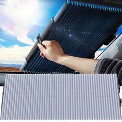 Auto Voor/Achterruit Zonneschermen Intrekbare Voorruit Gordijnen voor Zonneklep Auto Zonneschermen Zomer UV Blokkeren Zon beschermende