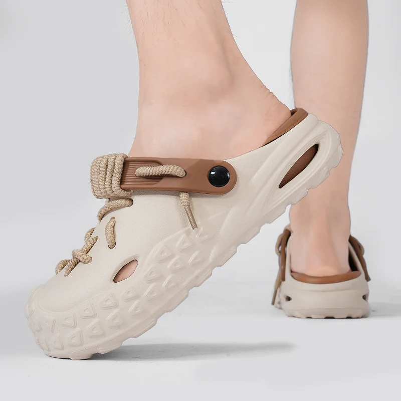 Alta qualidade verão novos homens moda caverna jardim sapatos confortáveis sola macia ao ar livre indoor anti-deslizamento praia tendência slides mule