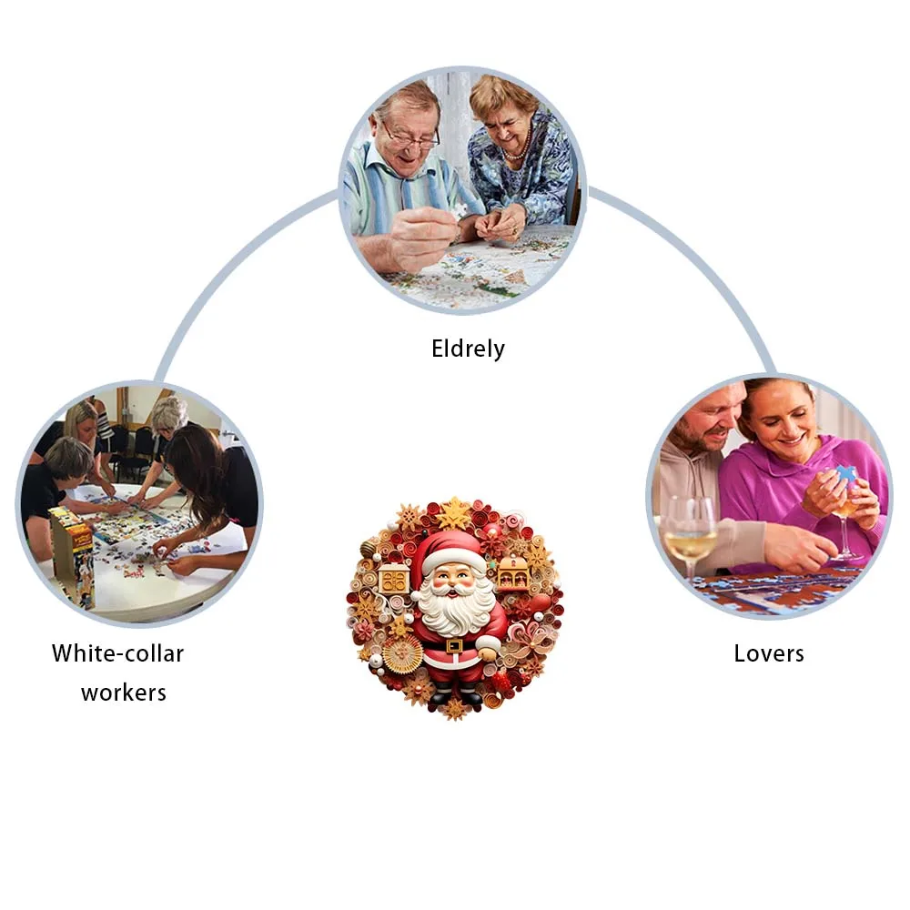 Santa Claus Wooden Puzzle Exquisite A3 A4 A5 3D model wooden decoration holiday gift family interactive puzzle decompression