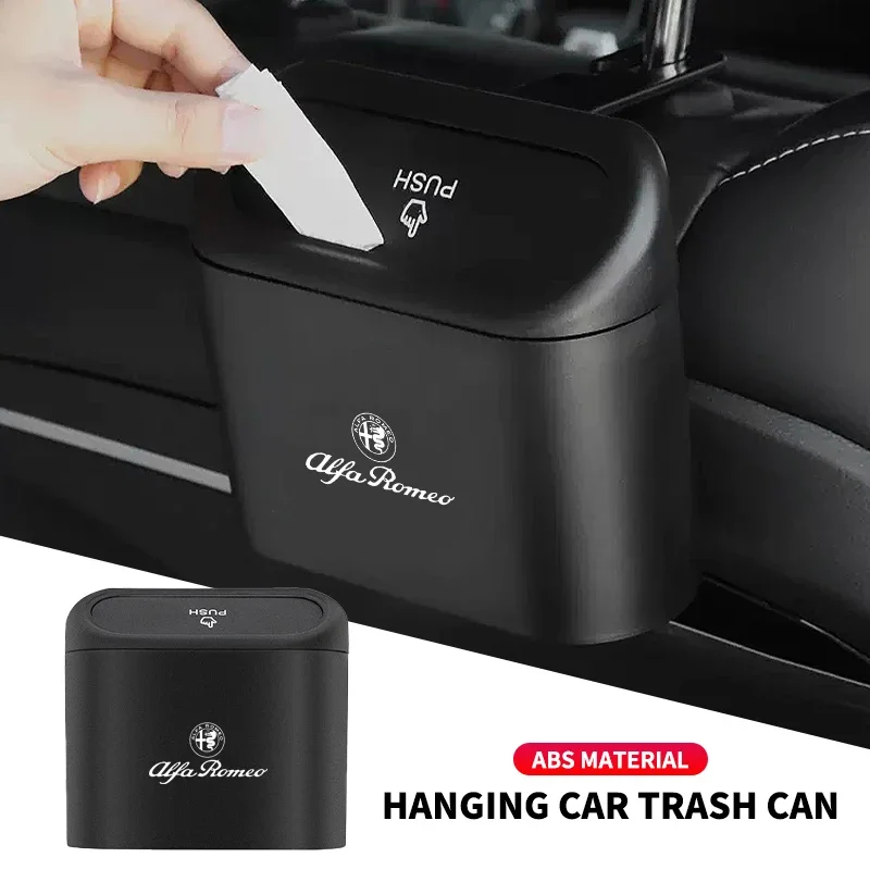 Car Trash Bin Hanging Vehicle Garbage Dust Case Storage Box For Alfa Romeo Giulia Stelvio Giulietta 156 159 147 Mito Tonale