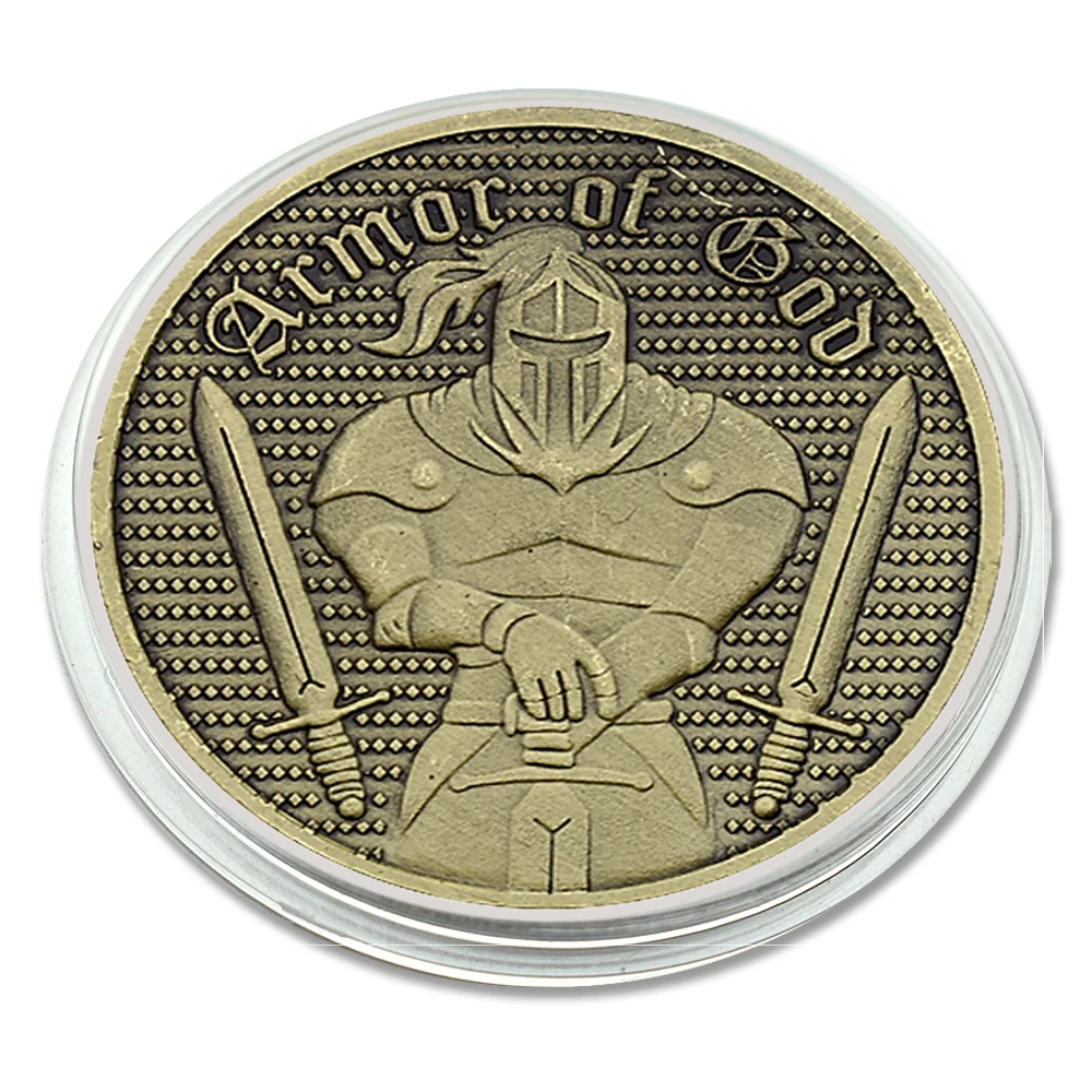 Armor of God Challenge Coin Collectibles Armored Knight Bronze Retro Commemorative Medal Ephesians Souvenir Art Craft