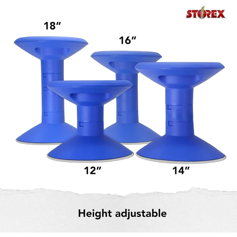 Taburete Wiggle-asientos flexibles activos para aula y estudio en casa, altura ajustable de 12-18 pulgadas, azul