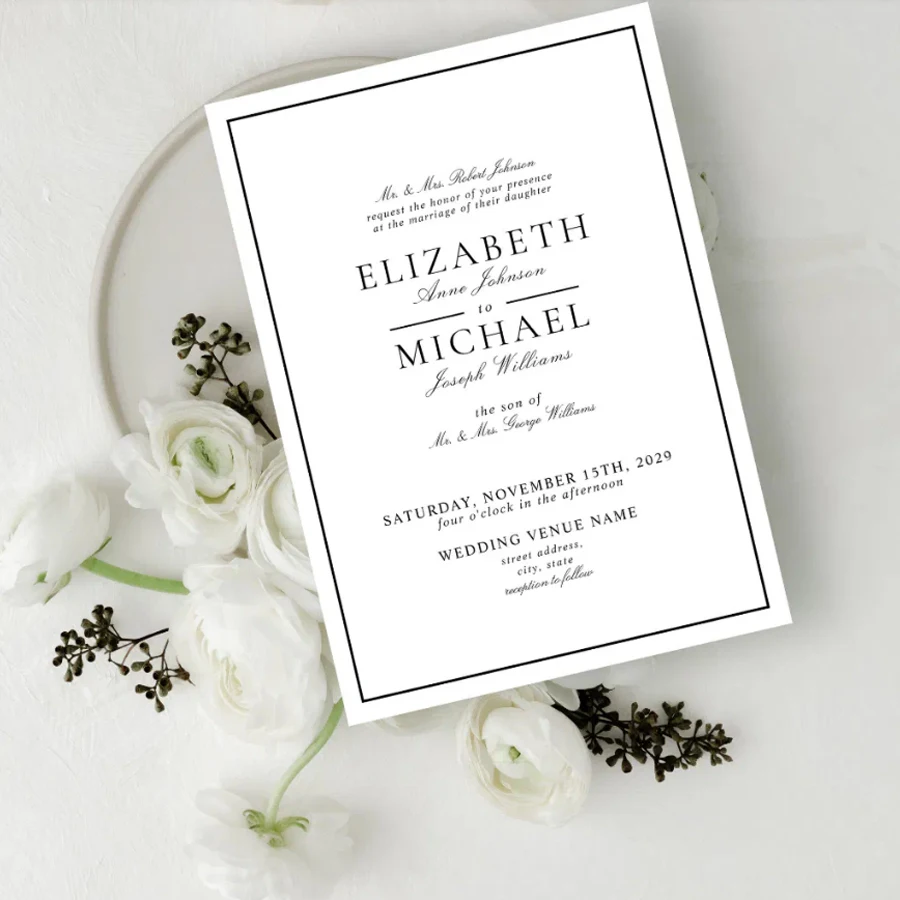 10pcs Personalized Wedding Invitation with White Envelopes Custom Wedding Invitation Paper, Personalized Wedding Invitation Card