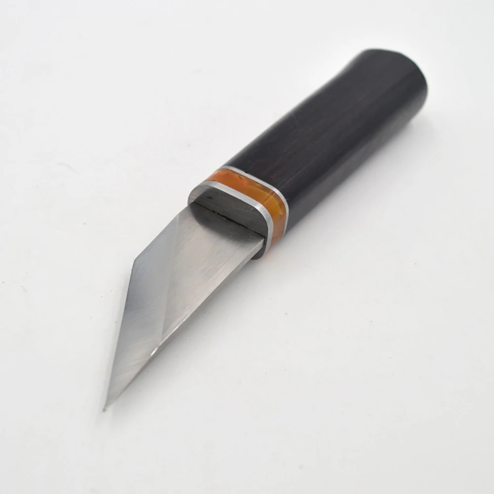 Leather Thinning Knife D2 Steel HRC 60 Bevelled Blade DIY Handmade Leathercraft Cutting Tool Thinner Cutter with Ebony Handle