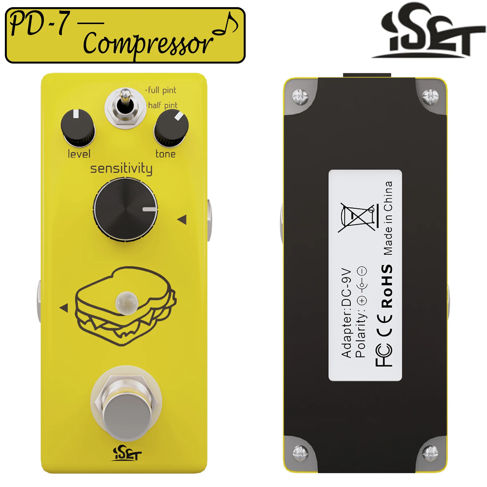 ISET Guitar Effect Pedal Analog Sandwish Compressor Aluminium Zinc Alloy Guitar Pedal True Bypass Guitar Instruments Accessories