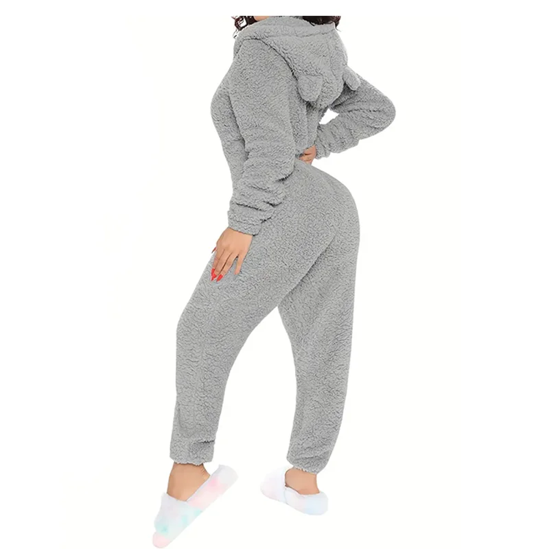 Women Onesies Cute Bear Pyjamas Supersoft Fluffy  Pajamas Flannel Hooded Jumpsuit Long Sleeve Nightwear Costumes