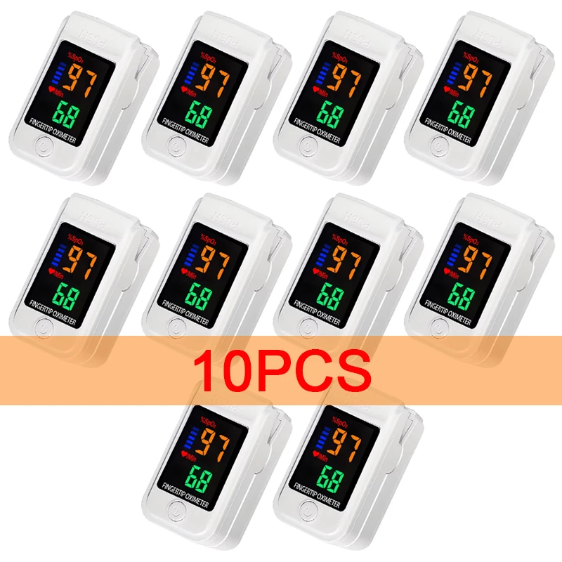 

10 шт., оксиметр с зажимом для пальцев, светодиодный оксиметр для домашнего использования, измеритель для домашнего использования, портативный визуальный зажим для пальца, оксиметр, насыщенность метео